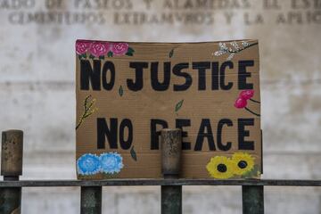 Manifestación en Madrid contra la segregación racial y en solidaridad por el asesinato de George Floyd bajo custodia policial en Minneapolis.