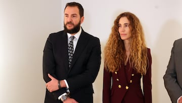 MADRID, SPAIN - JANUARY 21: Borja Thyssen and Blanca Cuesta during the press conference held at the Museo Nacional Thyssen-Bornemisza, January 21, 2024, in Madrid, Spain. (Photo By Jose Ramon Hernando/Europa Press via Getty Images)