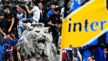 Inter Milan fans celebrate winning Serie A. 