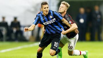 Stevan Jovetic, en un derbi entre Inter y Milán.