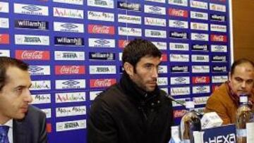 <b>VIABILIDAD. </b>Enrique Sanjuán, Fernando Sanz y Daniel Pastor, ayer en la sala de prensa de La Rosaleda.