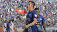 Mondaini celebra uno de los goles de Emelec ante Clan Juvenil.