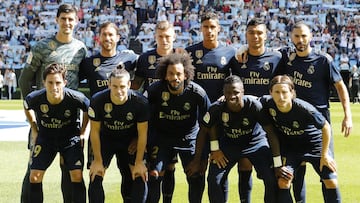 Once titular del Real Madrid en Balaídos: Courtois, Ramos, Kroos, Varane, Casemiro, Benzema; Odriozola, Bale, Marcelo, Vinicius y Modric.