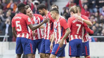 Los jugadores del Atlético celebran un gol.