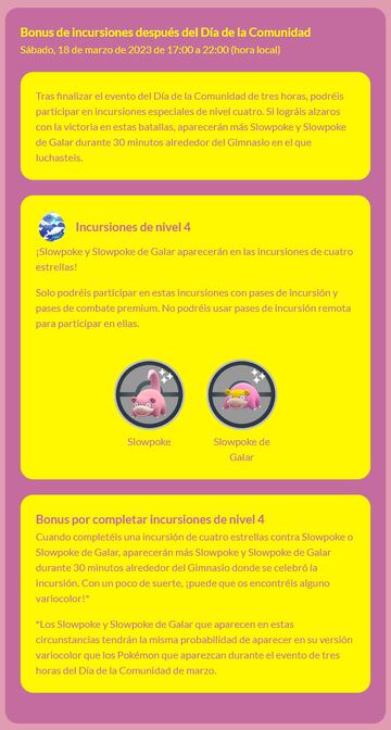 pokemon go dia de la comunidad marzo 2023 slowpoke y slowpoke galar