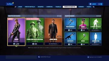 As&iacute; aparece Sof&iacute;a en la tienda de paVos de Fortnite Battle Royale