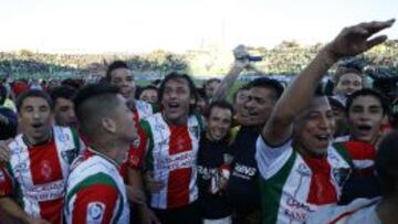 Palestino celebra en la cancha del El&iacute;as Figueroa su retorno a la Copa Libertadores.
