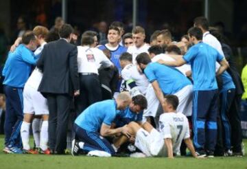 El Real Madrid ganó su undécima Champions tras vencer al Atlético de Madrid en los penaltis. James Rodríguez no jugó en los 90 minutos. 
 

