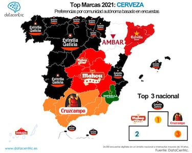 El mapa de las marcas de cerveza ms populares por Comunidad Autnoma