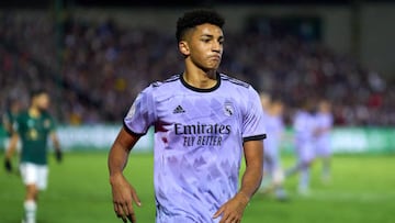 CACERES, SPAIN - JANUARY 03: Alvaro Rodriguez of Real Madrid looks on during the Copa del Rey round of 32 match between CP Cacereno and Real Madrid at Estadio Principe Felipe on January 03, 2023 in Caceres, Spain. (Photo by Angel Martinez/Getty Images)