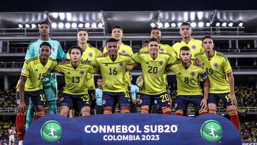 Jugadores de la Selección Colombia Sub 20 en el Sudamericano que se disputa en nuestro país.