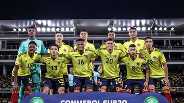 Jugadores de la Selección Colombia Sub 20 en el Sudamericano que se disputa en nuestro país.