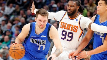 Luka Doncic of the Dallas Mavericks in action against the Phoenix Suns.