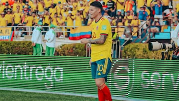 James Rodríguez durante un partido con la Selección Colombia en el Metropolitano de Barranquilla.