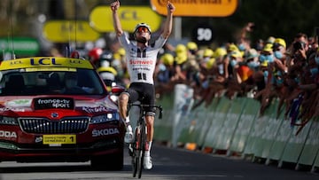 Cycling - Tour de France - Stage 12 - Chauvigny to Sarran Correze - France - September 10, 2020. Team Sunweb rider Marc Hirschi of Switzerland wins the stage. REUTERS/Stephane Mahe/Pool