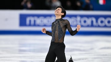 MONTREAL, CANADA - MARCH 21: Donovan Carrillo of Mexico reacts after competing in the Men's Short Program during the ISU World Figure Skating Championships at the Bell Centre on March 21, 2024 in Montreal, Quebec, Canada.   Minas Panagiotakis/Getty Images/AFP (Photo by Minas Panagiotakis / GETTY IMAGES NORTH AMERICA / Getty Images via AFP)
