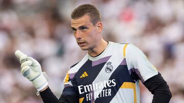 Lunin, en la pretemporada del Real Madrid.