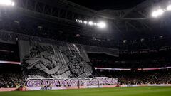 Soccer Football - LaLiga - Real Madrid v Atletico Madrid - Santiago Bernabeu, Madrid, Spain - February 4, 2024 General view of a banner displayed in the Real Madrid stands before the match REUTERS/Juan Medina