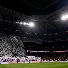 Soccer Football - LaLiga - Real Madrid v Atletico Madrid - Santiago Bernabeu, Madrid, Spain - February 4, 2024 General view of a banner displayed in the Real Madrid stands before the match REUTERS/Juan Medina