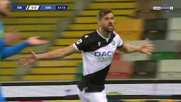 Fernando Llorente y su primer gol con el Udinese ante el Sassuolo