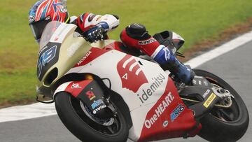 IDEMITSU Honda Team Asia rider Ai Ogura of Japan rides his motorcycle during a Moto2 practice session at the Japanese Grand Prix at the Twin Ring Motegi circuit in Motegi, Tochigi prefecture on September 24, 2022. (Photo by Toshifumi KITAMURA / AFP)