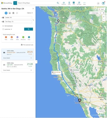 Bing Maps mejora su planificación de rutas como lo hace Google Maps