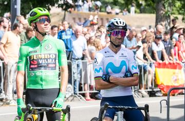 Roglic y Valverde antes de empezar la etapa.