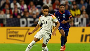 Munich (Germany), 14/10/2024.- Kevin Schade of Germany in action during the UEFA Nations League group soccer match between Germany and Netherlands, in Munich, Germany, 14 October 2024. (Alemania, Países Bajos; Holanda) EFE/EPA/FILIP SINGER