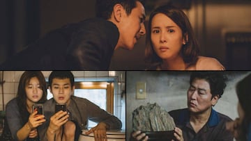 Tres fotogramas de Parasitos, la pel&iacute;cula dirigida por Bong Joon-ho