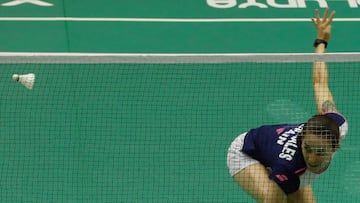 GRAF2816. BARCELONA, 30/08/2018.- La jugadora espa&ntilde;ola Beatriz Corrales, durante el partido que ha disputado contra la b&uacute;lgara Linda Zetchiri, en la segunda ronda del HSBC World Tour - 300 de B&aacute;dminton que se celebra en Barcelona esta semana. EFE/ Enric Fontcuberta.