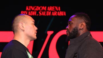 Boxing - Artur Beterbiev v Dmitry Bivol - Press Conference - HERE at Outernet, London, Britain - April 15, 2024   Deontay Wilder and Zhilei Zhang go head to head during the press conference Action Images via Reuters/Andrew Boyers