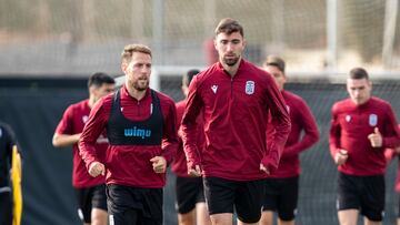Dar¨ªo Poveda, en un entrenamiento con el FC Cartagena.
