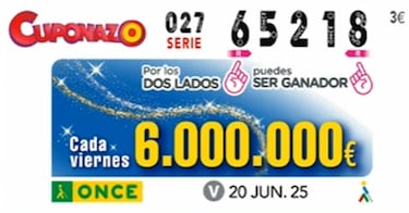 Cuponazo de la ONCE: comprobar los resultados del sorteo hoy, viernes 20 de junio