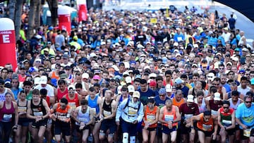 SAN JOSE, CA - OCTOBER 7: General view of the start during the Michelob Ultra Rock &#039;n&#039; Roll San Jose 1/2 Marathon and 10K on October 7, 2018 in San Jose, California.   Donald Miralle/Getty Images of Rock &#039;n&#039; Roll/AFP
 == FOR NEWSPAPERS