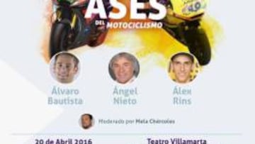 Cartel del Encuentro con los Ases del motociclismo.