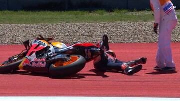 Ca&iacute;da de Marc Marquez durante el MotoGP de las Am&eacute;ricas
