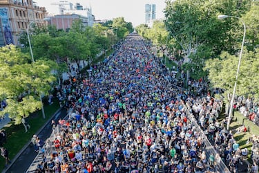 Miles de personas participan en la maratón durante la 46ª edición del Zurich Rock 'N' Roll Running Series en la capital española.