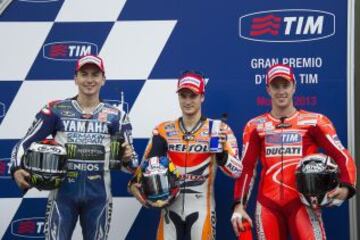 Pole para el Gran Premio de Italia, Jorge Lorenzo, Dani Pedrosa y Andrea Dovizioso.