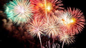 Beautiful colorful firework display at night for celebrate in festival anniversary