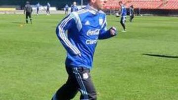 Messi, entrenándose en solitario con Argentina.