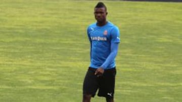 Jhon C&oacute;rdoba, en un entreno con el Espanyol.