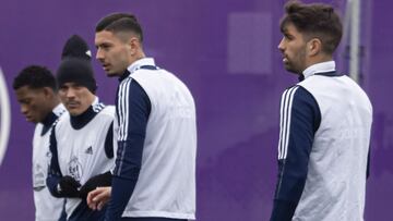 VALLADOLID, 16/02/2022. PHOTOGENIC. ENTRENAMIENTO DEL REAL VALLADOLID. Javi S&aacute;nchez no podr&aacute; jugar ante el Lugo.