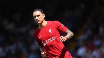 LONDON, ENGLAND - AUGUST 06: Darwin Nunez of Liverpool during the Premier League match between Fulham FC and Liverpool FC at Craven Cottage on August 6, 2022 in London, United Kingdom. (Photo by Matthew Ashton - AMA/Getty Images)