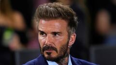 FORT LAUDERDALE, FLORIDA - APRIL 03: Co-owner of the Inter Miami, David Beckham, looks on prior to the match against Monterrey in the quarterfinals of the Concacaf Champions Cup - Leg One at Chase Stadium on April 03, 2024 in Fort Lauderdale, Florida.   Rich Storry/Getty Images/AFP (Photo by Rich Storry / GETTY IMAGES NORTH AMERICA / Getty Images via AFP)