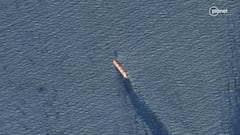 A satellite image shows the Belize-flagged and UK-owned cargo ship Rubymar, which was attacked by Yemen's Houthis, according to the U.S. military's Central Command, on the Red Sea, February 20, 2024. Planet Labs PBC/Handout via REUTERS THIS IMAGE HAS BEEN SUPPLIED BY A THIRD PARTY. NO RESALES. NO ARCHIVES. MANDATORY CREDIT. MUST NOT OBSCURE LOGO