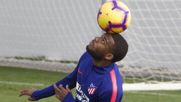 Lemar, en el entrenamiento del Atlético