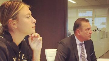 María Sharapova, durante la reunión de su empresa Sugarpova en la que analizaron la salida al mercado de las tabletas de chocolate de la marca.