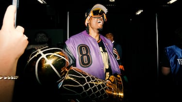 Jalen Williams celebra tras ganar el séptimo partido de las Finales de la NBA de 2025 contra los Indiana Pacers en el Paycom Center.