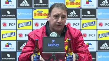 Néstor Lorenzo, entrenador de la Selección Colombia, en rueda de prensa.