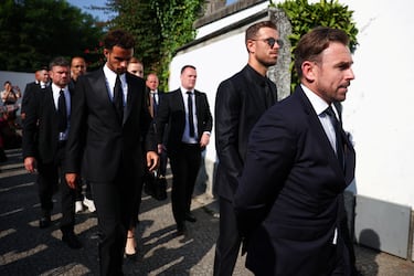 Jordan Henderson el día de la ceremonia fúnebre del futbolista portugués del Liverpool Diogo Jota y su hermano André Silva.